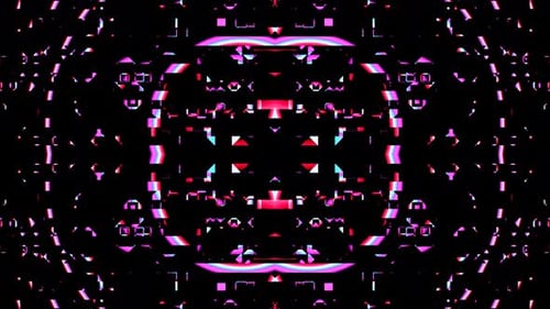 Looping pattern. Abstract background Equalizer DJ disco neon led lighting. Kaleidoscope, mandala