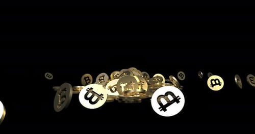 Golden Bitcoin Coins Falling Animation