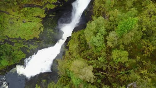 Waterfall Aerial View in Bergen in Norway
