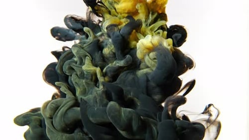 Abstract Black and Yellow Ink Swirls