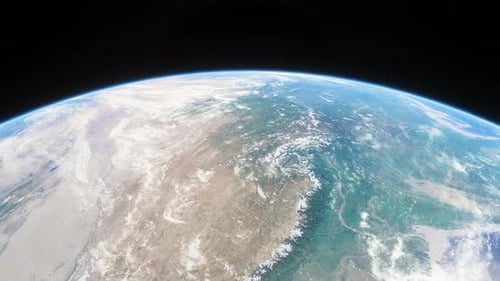 Raumschiff fliegt über den Planeten Erde