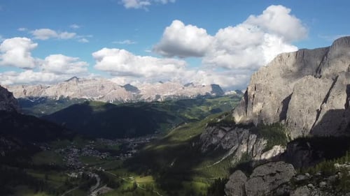 Aerial Scenic Landscape in Dolomites Mountains, Italy