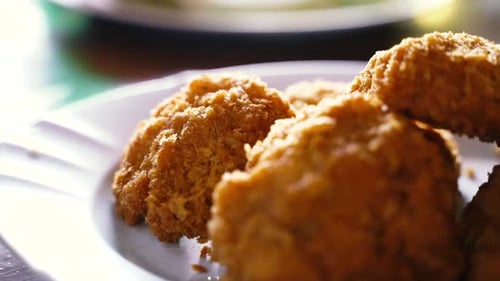 Close Up of Golden Fried Morsels on Plate