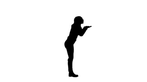 Christmas girls silhouette walking and blowing kiss