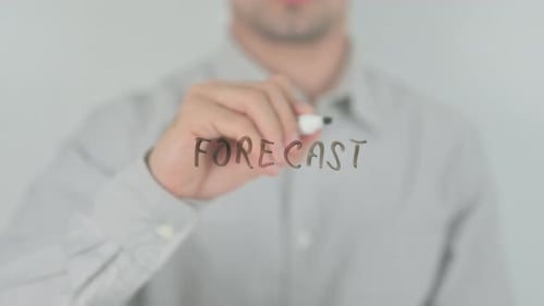 Hand Writes Word Forecast With Marker
