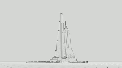 Burj Khalifa Wireframe Animation