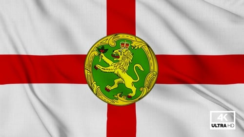 Alderney Flag Waving Animation with Heraldic Emblem