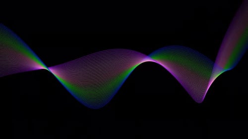Blue Green Purple Color Line Wave Animation On Black Background