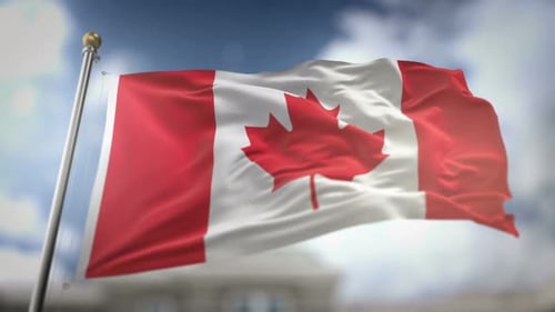 Realistic Canada Flag Waving in Wind Animation