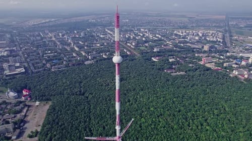 Aerial View of the Tallest TV Tower in the Cityscape