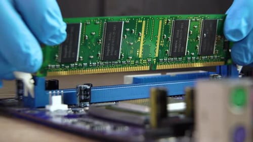 Process Installing RAM Computer Motherboard
