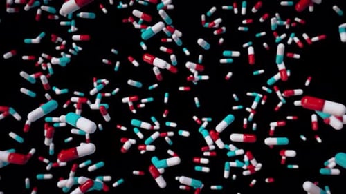 Capsule Pills Falling with alpha channel