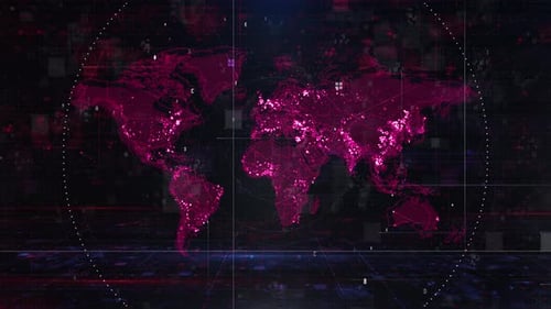 Futuristic Digital World Map Global Network Background