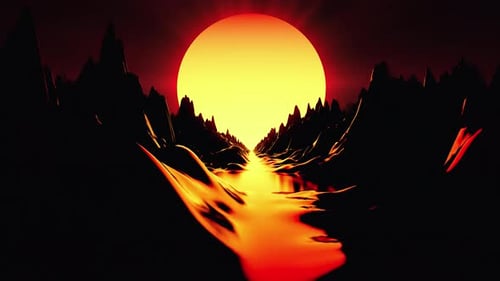 Futuristic Retro 80s Sunset