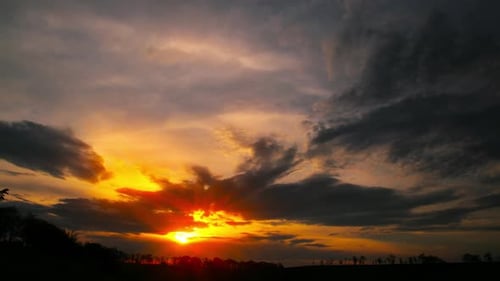 Golden Sunset with Moving Clouds Time Lapse