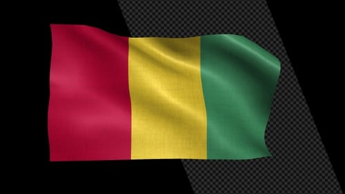 Realistic Guinea National Flag Waving Seamless Loop