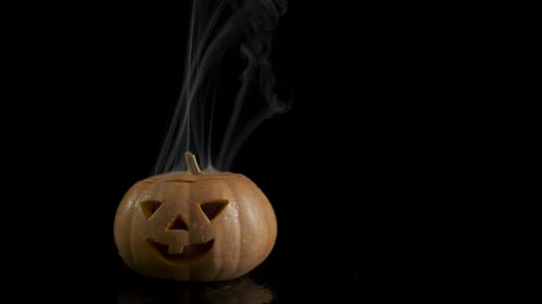Carved lantern in fume.