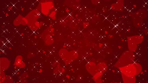 Animated Red Hearts and Golden Sparkles Background
