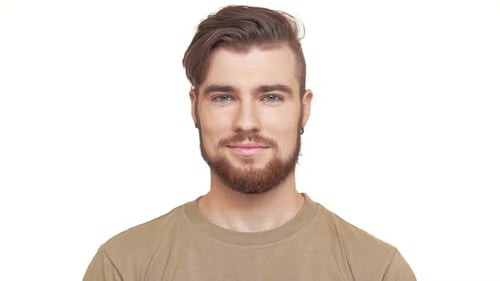 Smiling Man Portrait on White Background