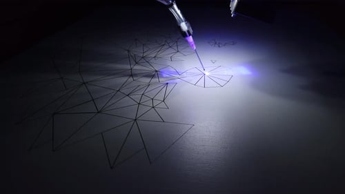 Abstract Geometric Pattern Created by Robotic Arm