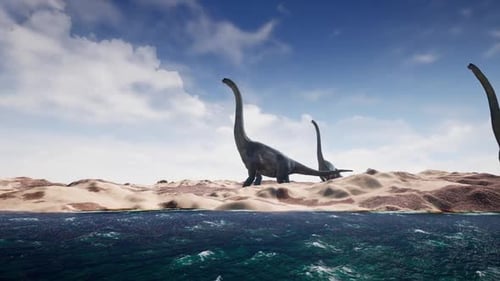 Dinosaurier auf Sandlandschaft