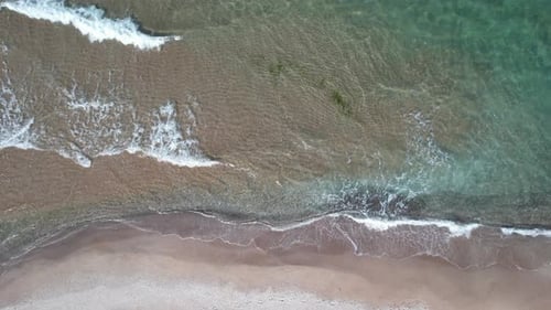 Sea and Waves Crashing Beach Drone