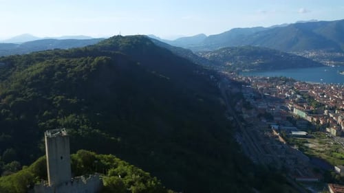Baradello Castle Como City Lake Aerial View