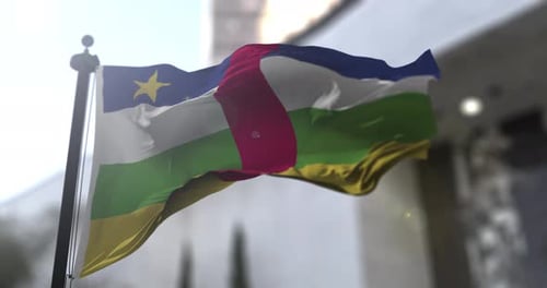 Central African Republic Flag Waving in Realistic Slow Motion