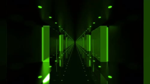 Futuristic Green Glowing Tunnel Loop Background Animation