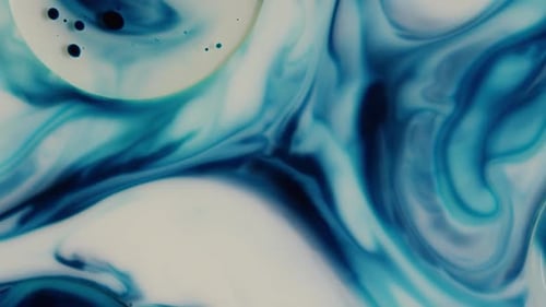 Swirling Turquoise and White Abstract Paint