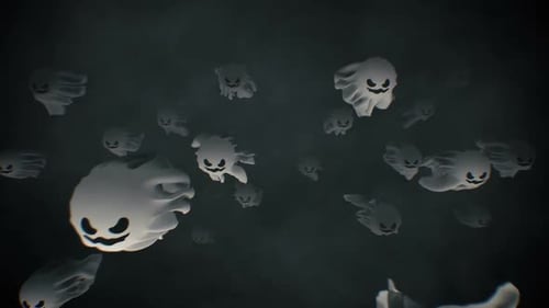 Spooky Ghost Spirits Flying Seamless Loop for Halloween
