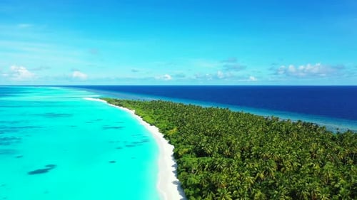Aerial view abstract of paradise shore beach holiday by aqua blue ocean with white sand background o