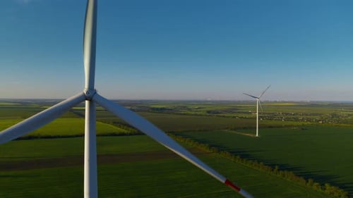 Aerial View of Wind Turbine Park Generating Environmental Friendly Energy