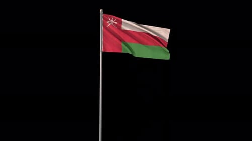 National Flag of Oman Waving on Pole