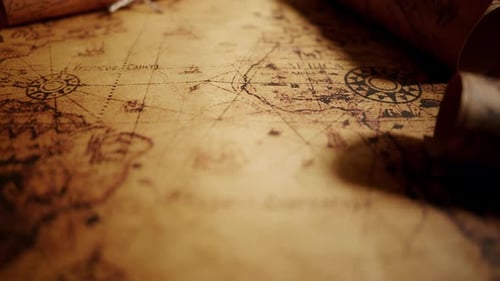 Close Up of a Old Vintage Map with Countries and Continents