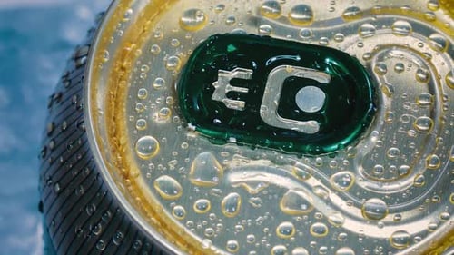 Aluminum Soda Tin Can Lid Cover of Soft Drink on Ice Goes Around the Circle