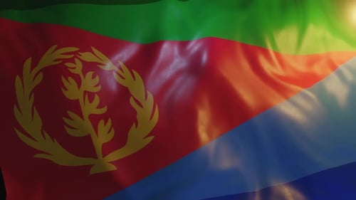 Eritrea Flag Waving with Realistic Fabric Motion