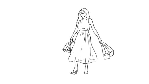 Minimalist Line Art Animation of Fashion Woman Shopping