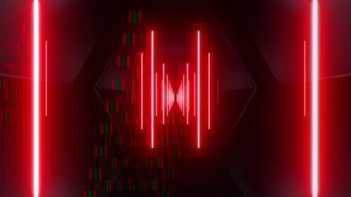 4k Red Hexagonal Color Neon Tunnel