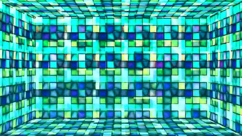 Abstract Glowing Geometric Squares Disco Room Loop Background