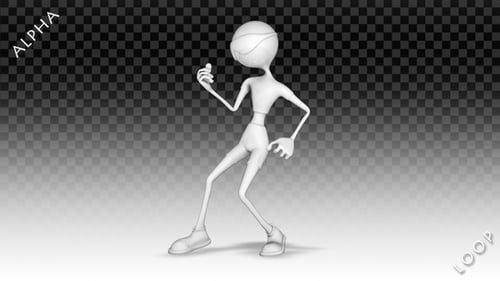 3D White Character Dancing Animation Loop