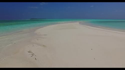 Aerial scenery of relaxing shore beach journey by transparent sea and white sand background of a day