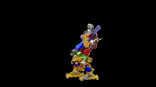 Colorful Mechanical Robot Dancing Character Animation