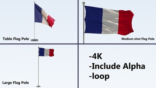 Realistic Waving French Flag Animation with Alpha Channel