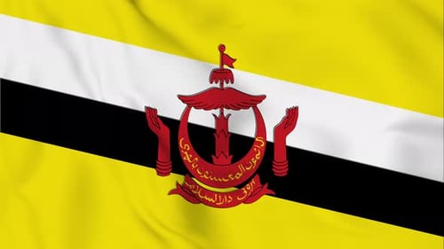 Brunei Darussalam National Flag Waving Animation Loop