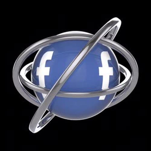 3D Animated Facebook Logo Reveal with Orbiting Metallic Rings