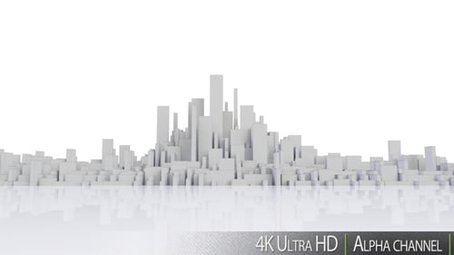 4K 3D Modern City Metropolis Skyline Concept in White