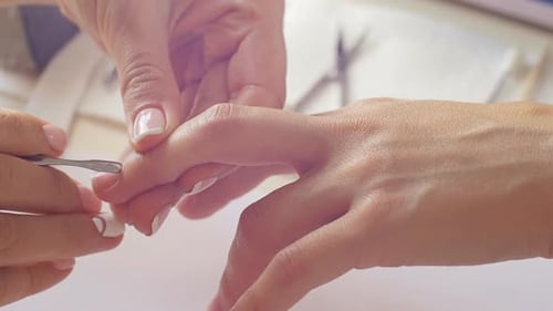 Close-up Manicure Treatment at Beauty Salon