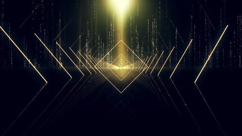 Abstract Golden Geometric Tunnel Shimmering Background