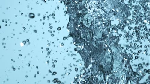 Water pouring and splashing in ultra slow motion 1500fps on a reflective surface - WATER POURS